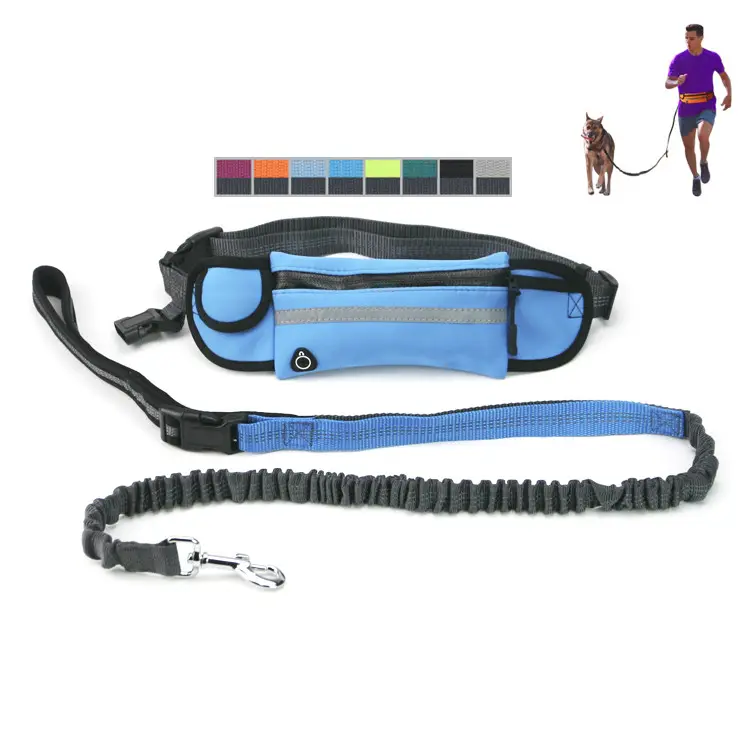 High Quality Retractable Hands Free Dog Leash For Running Dual Handle Bungee Leash Reflective For Large Dogs
