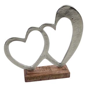 Estatuilla decorativa de corazón de aluminio a precio barato al por mayor con acabado chapado decoración de mesa para la decoración de la oficina en casa Base de madera - Product Image 2