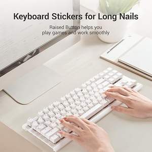 Keyboard <b>Stickers</b> for Long Nails with Letters, Soft Silicone Keyboard <b>Bubbles</b> for Women, Nail Art Typing Keycaps for Desktops - Product Image 3
