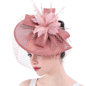 EBay-accesorios para el cabello de cuero rosa, cubierta de malla misteriosa, tocado, sombrero de boda, estilo europeo y americano - Product Image 1