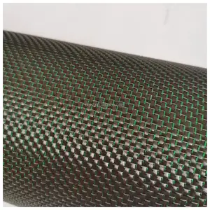 قماش ثلاثي الأبعاد مصنوع من الألياف الكربونية باللون الأخضر والفضي والنسيج المزدوج بسيط من ألياف الكربون للسيارات من تصميمك الخاص موديل رقم 3K240G