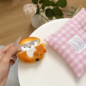 <b>Cute</b> 3D Puppy Bagel Silicone Earphone <b>Case</b> for Apple <b>AirPods</b> 4 Pro 3 Dog Headphones Cover bread Dachshund Rubber Cartoon <b>Cases</b> - Product Image 6