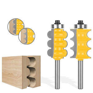 2 uds 1/4 "vástago <span class=keywords><strong>Triple</strong></span> cuenta y <span class=keywords><strong>Triple</strong></span> <span class=keywords><strong>flauta</strong></span> 2 Bit brocas de enrutador de moldeo grande herramientas de corte de espiga de carpintería de madera - Product Image 2