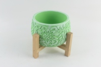Pots de fleurs ronds de couleur verte bon marché VASE de style européen avec décoration de bureau de jardin et de bureau en ciment