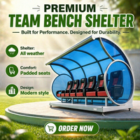 Banc de Reserves de Luxe à Rangée Unique pour Football, Abri de Repos pour Joueurs, Résistant aux UV, Abri Extérieur pour Équipe de Football avec Sièges Personnalisés TBX-C