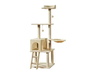Climbing Floor To Ceiling Grey Cat Scratch Post Tree Scratcher Play House For Pet