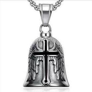 Collier en acier inoxydable Bijoux Cadeau Rétro Punk <span class=keywords><strong>Moto</strong></span> Ailes d'Ange Motocyclette Pendentif Cloche porte-bonheur - Product Image 1
