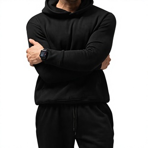 Sudadera con Capucha Negra para Hombre, Color Sólido, Corte Regular, Diseño Casual con Bolsillos, 100% Algodón French Terry, Ropa de Otoño - Product Image 4