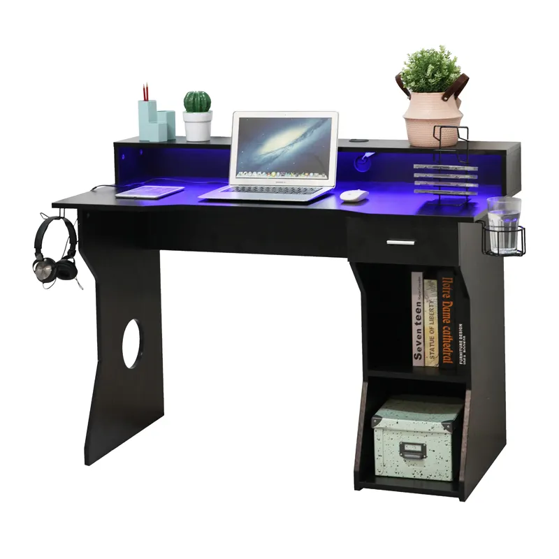 Home Office Led Lights Pc Table Gaming Computer Table Pc L Shape Gaming Desk Office Furniture Gaming Tables Computer Desk