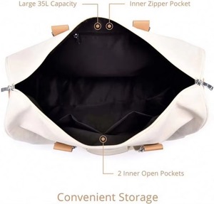Échantillon Gratuit Prix Usine Tissu Polyester Personnalisé Imperméable Sac de Voyage en Cuir Imprimé sur Mesure avec Compartiment à Chaussures - Product Image 5
