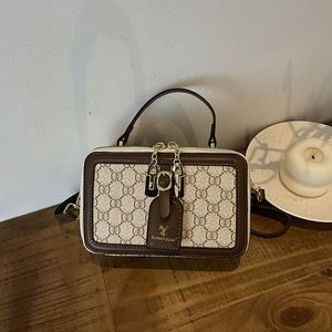 Lady's High-end Vintage Printed Cross-back Zipper Closure Handbag, with Handle Design. <b>Square</b> Style. Decorated.357 - Product Image 5