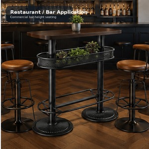 Base de Mesa de Bar Industrial Moderna de Hierro, Pedestal Doble Oblongo, Muebles Comerciales para Restaurante y Exteriores, Tapa de Mármol Fácil de Limpiar - Product Image 2