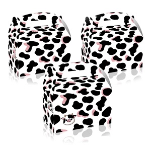 Lot de 12 boîtes <span class=keywords><strong>à</strong></span> friandises <span class=keywords><strong>à</strong></span> imprimé vache rose boîtes <span class=keywords><strong>à</strong></span> bonbons pour <span class=keywords><strong>animaux</strong></span> de ferme boîtes <span class=keywords><strong>à</strong></span> bonbons pour décoration de fête d'anniversaire sur le thème de la vache d'élevage - Product Image 6