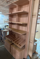 Armoire de présentation minimaliste moderne en bois massif avec 8 étagères, 4 compartiments et 2 tiroirs pour le salon, meubles de maison