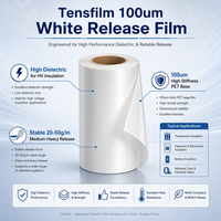 Film de transfert PET blanc Tensfilm 100µm à libération fluorée 20-50g/in, haute diélectricité pour isolation haute tension et marquage d'appareils