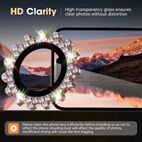 Protecteur d'objectif de caméra diamant brillant pour IPhone13 14 15 16 17 Pro Max métal individuel avec film d'objectif de caméra en verre trempé