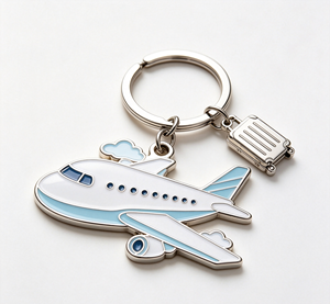 Custom Metal Airplane Keychain Enamel Lapel Pin <b>Bag</b> <b>Charm</b> for Travel Souvenir Promotion Gift - Product Image 1