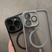 Coque de téléphone magnétique mate économique pour iPhone, cadre bicolore, protection anti-chute