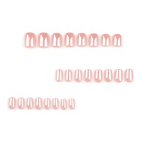 24 pièces style français rose court carré ongles conception acrylique presse sur ongles ongles artificiels faux ongles 3246