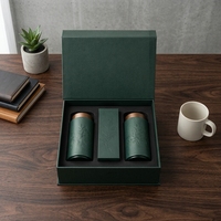 Coffret Cadeau de Luxe pour Thé avec Texture Gaufrée, Emballage Rigide Vert Premium pour Services à Thé