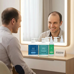 Champú y Acondicionador Personalizados para el Crecimiento del Cabello con Bloqueador de DHT, con Logotipo, Champú <span class=keywords><strong>Natural</strong></span> <span class=keywords><strong>Sin</strong></span> Sulfatos Anticaída, Venta al por Mayor - Product Image 1