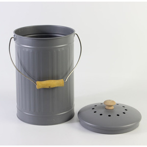 Seau à compost pour la cuisine sur mesure <span class=keywords><strong>Poubelle</strong></span> ronde pour légumes grise avec poignée <span class=keywords><strong>Poubelle</strong></span> à compost pour la maison - Product Image 1