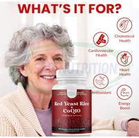 Supplément de capsule d'extrait de levure rouge de riz Ausreson de marque privée 1000mg Coenzyme Q10 Capsules dures de levure de riz rouge
