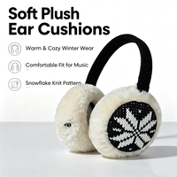 Casque filaire en peluche chaude d'hiver avec cache-oreilles tricotés flocon de neige, micro, 3,5 mm, USB, ENC, étanche IPX7, circum-auriculaire, pour temps froid