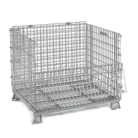 Cages en acier robustes empilables pour entrepôt, cages rigides en maille, cages pliables, palettes métalliques, conteneurs en fil métallique