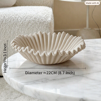 Plateau décoratif en céramique de style nordique à bords ondulés pour la maison, l'hôtel, le bureau, plateau de rangement créatif, plateau décoratif artisanal