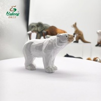 Figurine d'ours polaire en bois massif sculptée à la main, décoration créative de bureau et de voiture, cadeau pour les couples