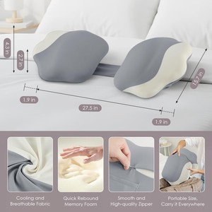 Oreiller de maternité pour dormeurs latéraux avec soutien lombaire pour femmes enceintes, en mousse à mémoire de forme et soie glacée, à coutures transfrontalières - Product Image 2
