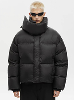 Veste matelassée réversible coupe-vent épaisse à capuche avec motif lettres et logo frontal, col montant, pour homme, personnalisable OEM, idéale pour l'hiver