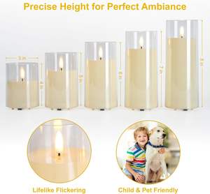 Ensemble de 5 bougies LED en verre blanc pour la décoration de la maison - Product Image 4