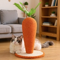 Tour d'activités pour chat avec lit, plateforme de jeu, balles suspendues, griffoir et structure d'escalade - Corde de chanvre et flanelle motif carotte