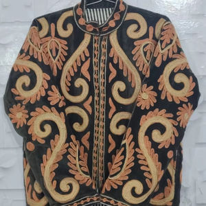 Chaqueta de terciopelo Suzani larga estilo vintage, elegante y casual para mujer, abrigo de invierno bordado a mano, cárdigan acogedor, vestido playero. - Product Image 1