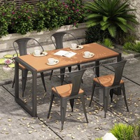 Table de salle à manger d'extérieur en bois étanche à prix abordable pour balcon, ferme, parc, restaurant, cuisine, cour