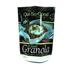 Nhựa Ziplock Pouch Granola Quinoa Bột Yến Mạch Bao Bì Túi Với Dưới Miếng Vải Hình Tam Giác