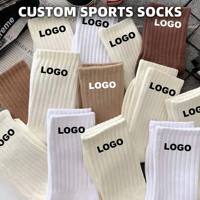 Chaussettes de sport personnalisées OEM en coton côtelé, chaussettes de style streetwear décontractées, chaussettes athlétiques en gros pour hommes et femmes