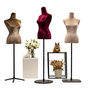 Maniquí Femenino <span class=keywords><strong>de</strong></span> Medio Cuerpo, Recubierto <span class=keywords><strong>de</strong></span> Terciopelo, con Base para Pinzas, para Exhibición <span class=keywords><strong>de</strong></span> Ropa <span class=keywords><strong>de</strong></span> <span class=keywords><strong>Mujer</strong></span> y Vestidos <span class=keywords><strong>de</strong></span> Novia - Product Image 1