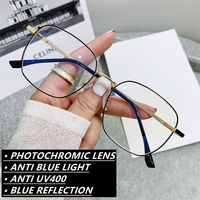 Monture de lunettes optiques photochromiques en titane pour femme, forme ronde carrée, métal noir et or, verres photogray anti-reflet, collection 2023