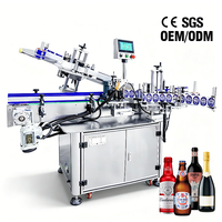 Machine d'étiquetage automatique de bouteilles rondes à double tête YM525, machine d'étiquetage de bouteilles en plastique et en verre avec certification CE