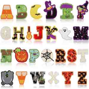 Patch brodé thermocollant en polyester brodé à la machine, motif lettres d'Halloween, écologique Xiaotian, pour vêtements et chapeaux - Product Image 1
