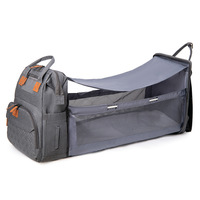 2024 USB momie sac grande capacité pliable bébé lit sac à dos sac à couches avec station à langer pratique