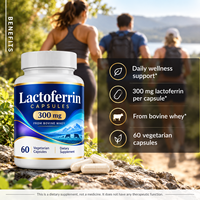 Capsules de lactoferrine TLY en marque blanche 300 mg issue de lactosérum bovin, 60 capsules végétariennes, soutien antioxydant, usine OEM