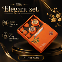 Service à thé en céramique Beifu avec glaçure couleur kaki, coffret cadeau avec design personnalisable, origine Chine, pour cadeaux d'affaires et de voyage