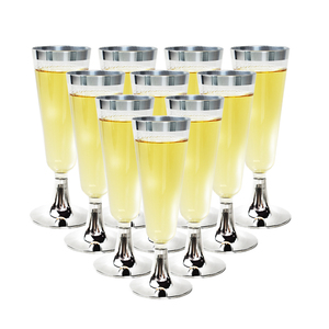 Elegant Eco-friendly Clear Plastic Goblets, Premium Design <strong>Champagne</strong> <strong>Flutes</strong> for Weddings, Home Parties &amp; Hotels - Product Image 2
