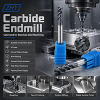 Fraise à rayon d'angle ZHY CNC à 4 cannelures en carbure de tungstène HRC45 de 1/2 po (12 mm, 16 mm) pour l'usinage de l'acier