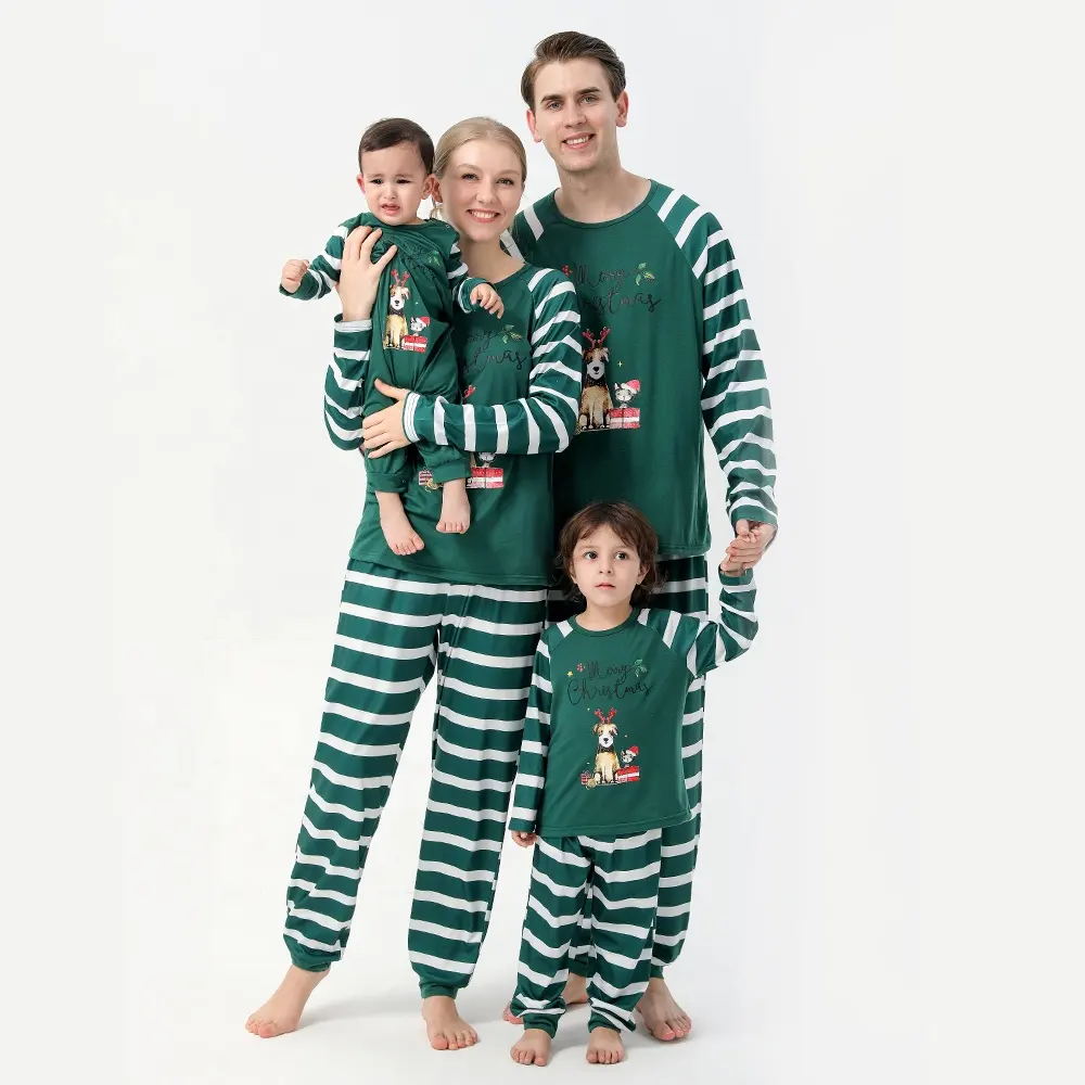 2024 Pjs conjuntos de pijamas de Navidad estampado adulto Onesie algodón niños ropa de bebé familia trajes a juego