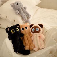 Estuche de Lápices de Felpa con Diseño de Gato Kawaii, Bolsa de Papelería de Peluche Suave, Bolsa de Maquillaje de Gran Capacidad para Estudiantes Escolares, Niñas, Regalo